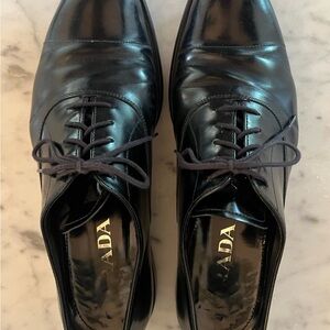 Prada Black Leather Oxford Shoes